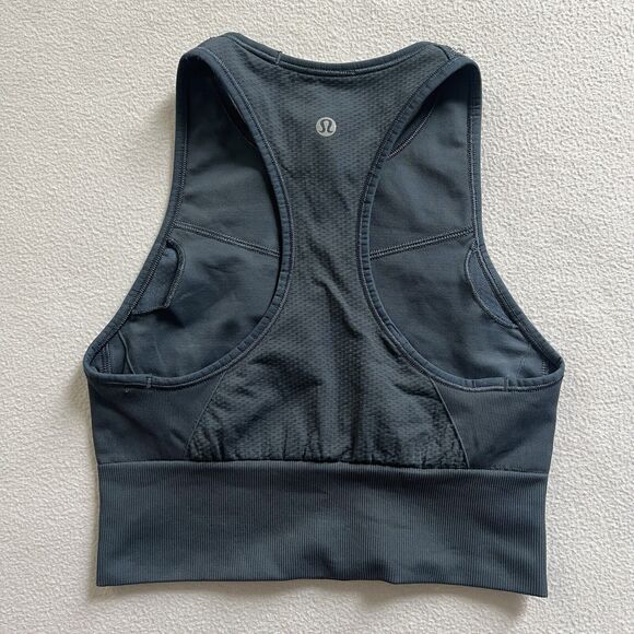 Lululemon Women Iron Blue Ebb to Train Bra High Neck Medium Support C/D Cup 4 - Picture 7 of 7